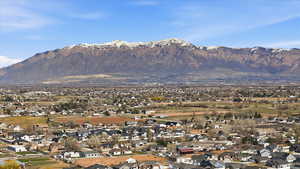 View of mountain background with nearby suburban area