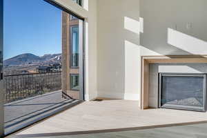 Interior space featuring a mountain view