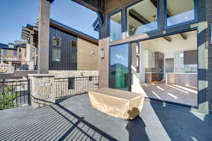 View of patio featuring a sink