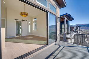 Balcony with a mountain view