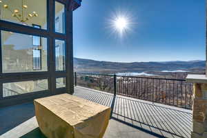 Balcony with a mountain view