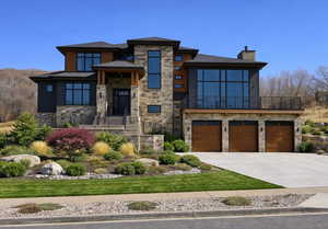 Example of a potential home design utilizing the natural slope of the lot, allowing for a drive-under garage and elevated main living space without extensive excavation.