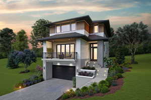Example of a potential home design utilizing the natural slope of the lot, allowing for a drive-under garage and elevated main living space without extensive excavation.