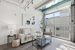 Living room featuring wood finished floors