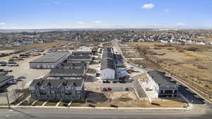 Aerial perspective of suburban area