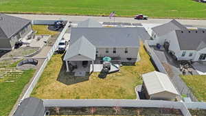 Aerial perspective of suburban area