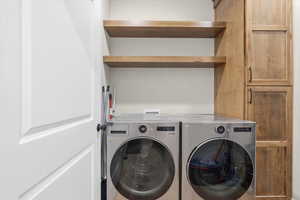 Laundry area featuring independent washer and dryer