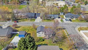 Aerial perspective of suburban area