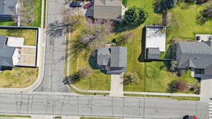 Aerial perspective of suburban area