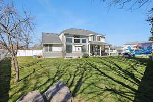 Back of property with a patio and a fenced backyard
