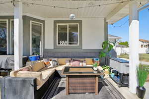 View of patio with outdoor seating