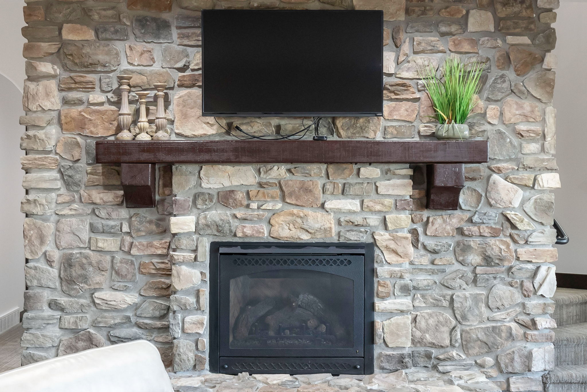 Detailed view of a fireplace