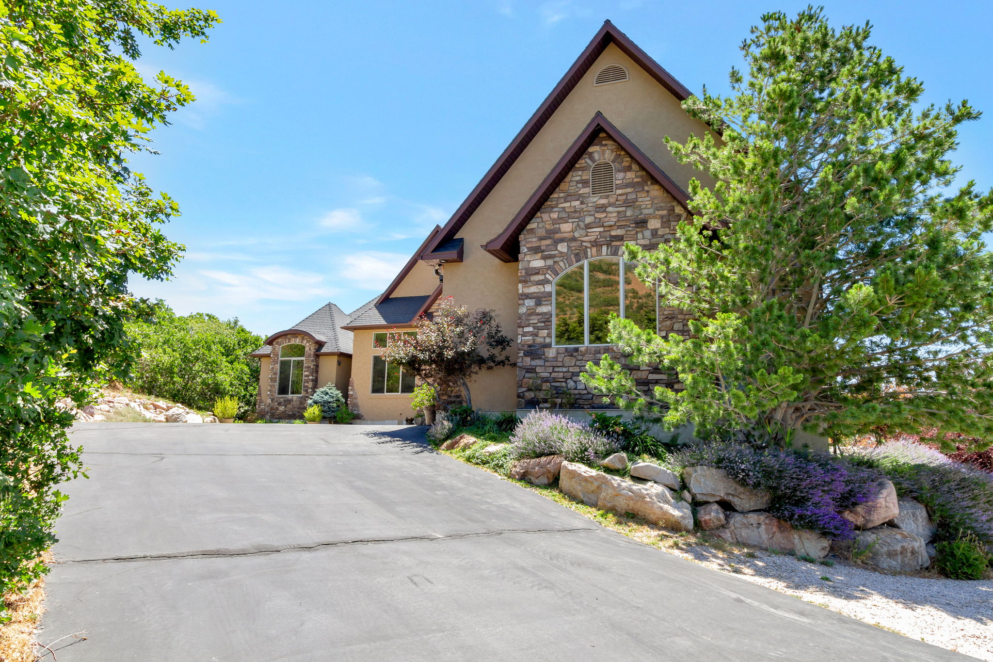 Stucco exterior with stone accents