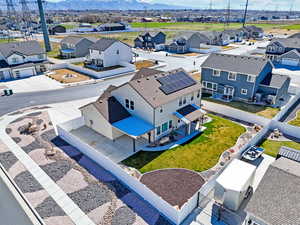 Aerial perspective of suburban area