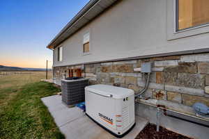 Exterior view of stone siding and stucco siding