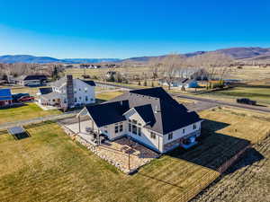 Aerial view of a mountainous background