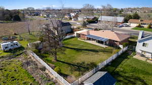 Aerial perspective of suburban area