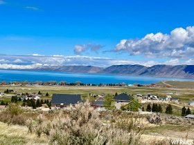 View of mountain background featuring a large body of water