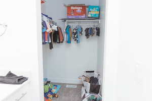 Walk in closet with carpet