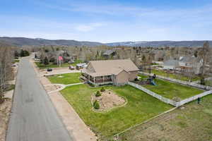 Aerial view of a mountainous background