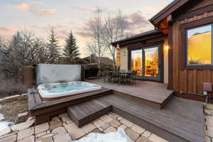 Wooden terrace with outdoor dining area