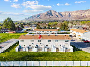 Aerial view of a mountainous background