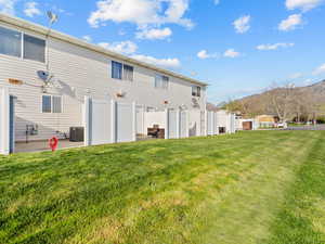 Rear view of property featuring a mountain view