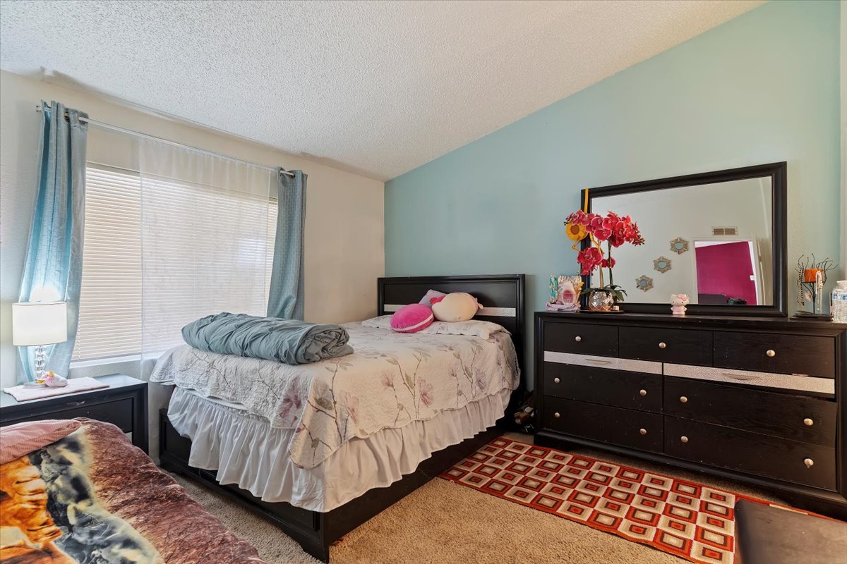 Bedroom with carpet floors