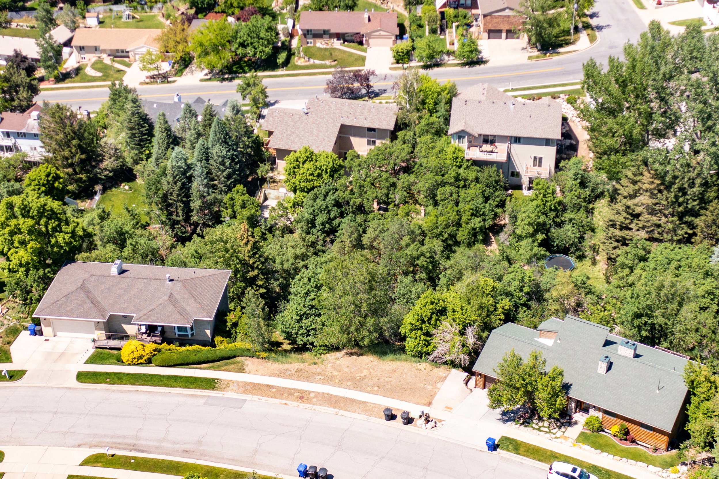 Aerial perspective of suburban area