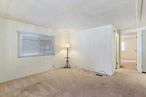 Carpeted spare room featuring healthy amount of natural light