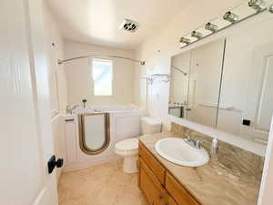 Full bathroom featuring vanity and bathtub / shower combination