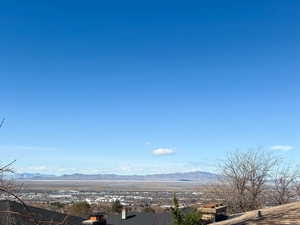 View of mountain background and valley and lake