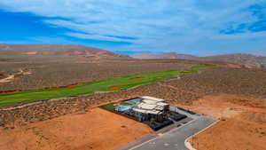 Aerial view of a mountain backdrop