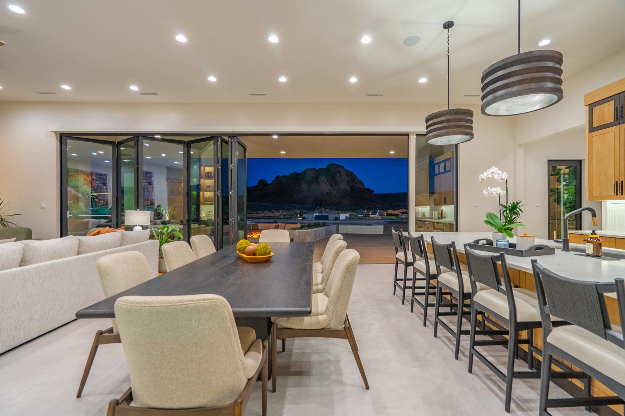 Dining room featuring recessed lighting