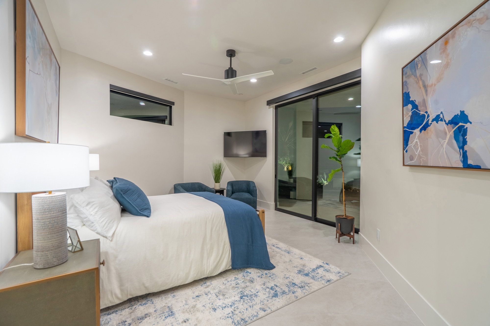 Bedroom featuring recessed lighting and ceiling fan