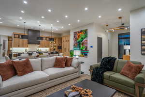 Living area featuring recessed lighting
