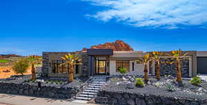 Contemporary house with stucco siding