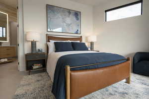 Bedroom with multiple windows