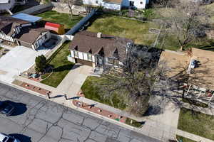 Aerial perspective of suburban area