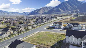View of mountain background with nearby suburban area