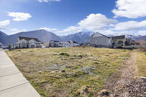 View of yard with a mountain view