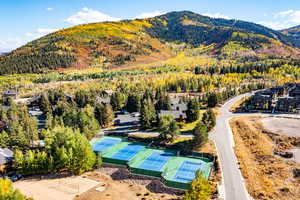 Drone / aerial view of a mountain backdrop