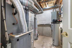 Utilities featuring heating unit and gas water heater