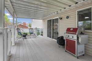 Wooden terrace with a grill