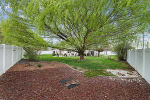 View of fenced backyard
