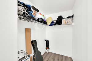 Large Walk in closet Bedroom 3 with light wood-style flooring