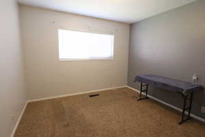 Carpeted empty room with baseboards