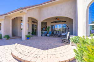 View of patio / terrace featuring ceiling fan and outdoor lounge area