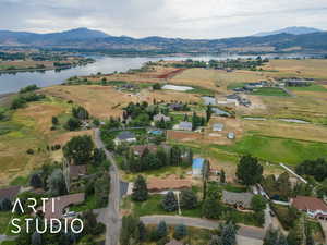 Drone / aerial view of a water and mountain view
