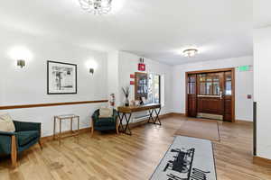 Foyer entrance featuring light wood-style flooring